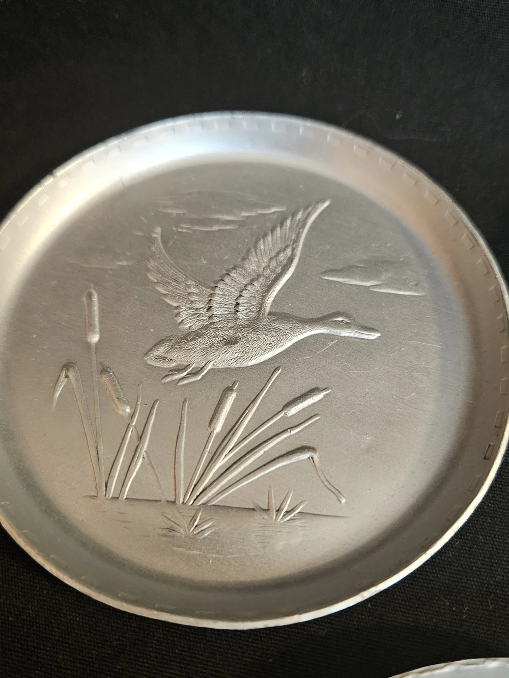 Vintage Aluminum Coasters Ducks Set of 5 - Mid Century Metal Retro Barware